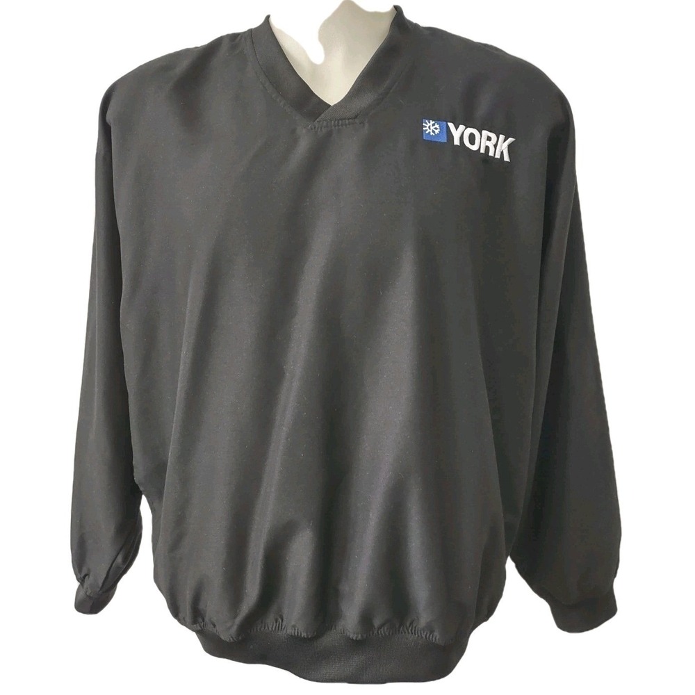Badger Sport Windbreaker Pullover Large Mens York Logo Black V-Neck Gorp Core